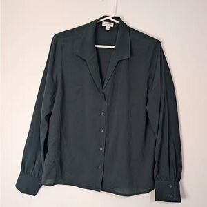 women Frank and Oak Blouse Sz Large- Fits small- Forest green
